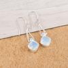 Natural Milky Opal Gemstone 925 Sterling Silver Jewelry Handmade Earrings 1.90" EE-46-14