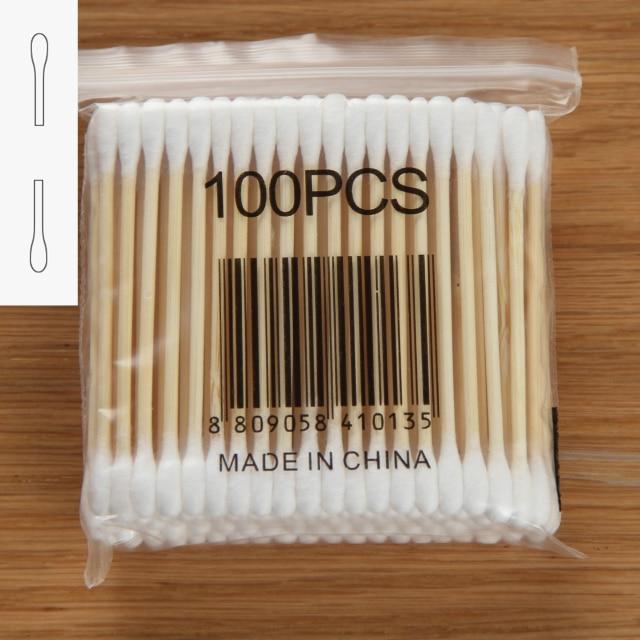 Baby Cotton Swabs Natural Cotton Buds Makeup First Aid Cleaning Nose Ear Sticks Biodegradable Chlorine-Free 100Pcs