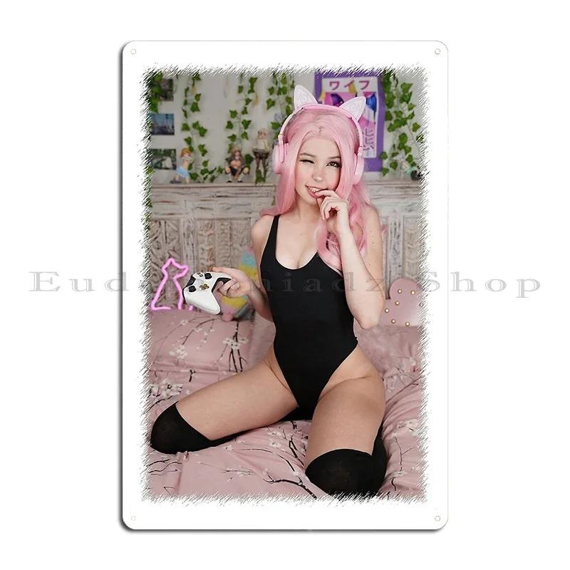 Belle Delphine Gamer Girl Metal Sign Bar Cave Wall Decor Wall Mural Cinema create Tin Sign Poster