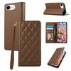 For iPhone 16e Case RFID Blocking Wallet Stand Rhombus Leather Phone Cover with Wrist Strap
