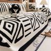 Geometric Patterns Thickened Winter Plush Warm Sofa Cover Durable Couch Cushion for Living Room Furniture Dust-proof Blanket
