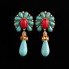 Ретро Инкрустированные Имитацией Бирюзы Модные Темпераментные Серьги-Ниши в Этническом Стиле для Женщин