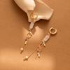 Elegant Natural Stone Asymmetrical Pendant Earrings With Imitation Pearl Fashionable Street Style