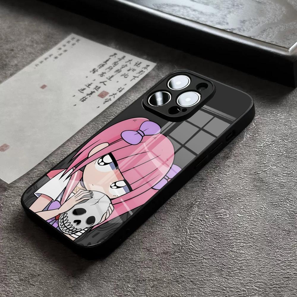 M-Menhera Chan Комикс Чехол для телефона Для iPhone 16 Pro Max 15 Plus 14 Pro 12 11 13 Mini X XR XS Max 8 7 Plus SE Стеклянная крышка
