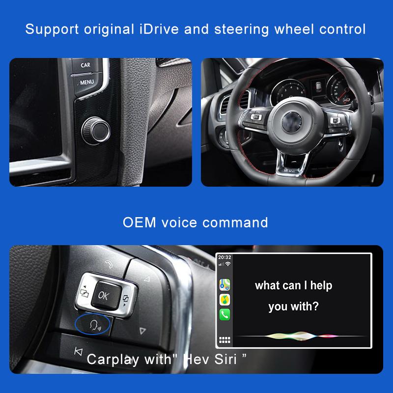 Sinairyu Беспроводной CarPlay Android Auto совместим с Volkswagen Golf Skoda Seat Octavia MIB 2012-2020 Mirror-Link