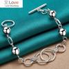 925 Sterling Silver Multi-Circle Ball Smooth Bead Chain Bracelet For Women Man Wedding Engagement Party Fashion Jewelry