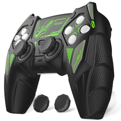 PlayVital Силиконовый Меха-Носорог для Геймпада PS5 Ударопрочный Защитный Легкий Включает Накладки на Стикеры и Совместим с Зарядкой Черно-Зеленый Чехол,