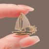 Exquisite Small Sailboat Brooch Pins for Women Men Unisex Rhineston Zircon Lapel Pins Successful Badge Party Suit Jewelry Gifts