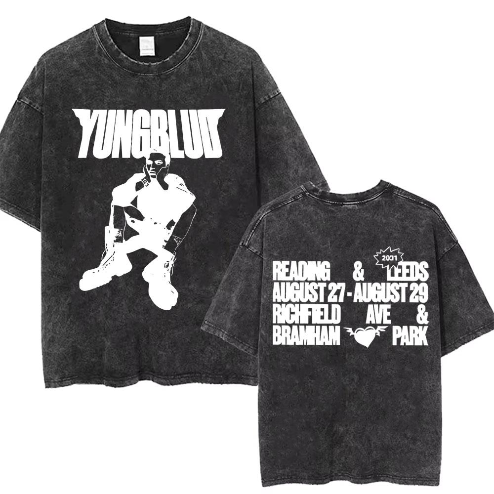 Washed Vintage Yungblud Face Graphic Tshirt Men Women Casual Retro Oversized T Shirt Male Fashion Hip Hop Short Sleeve Tshirts