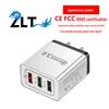 3-портовое USB-зарядное устройство для путешествий с быстрой зарядкой QC3.0 (США / ЕС) - 5В/9В/12В, 2,4А