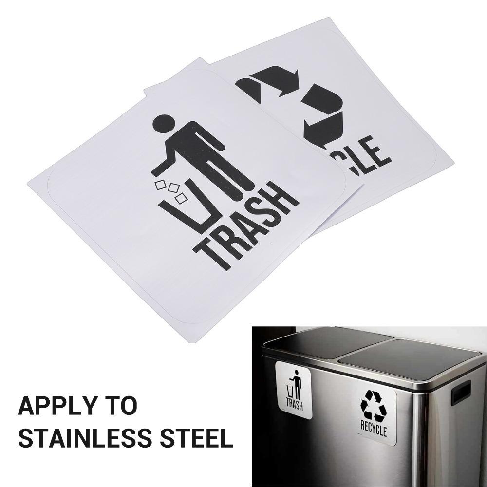 2Set Easy To Apply Garbage Bin Labels Waterproof Recycle Label Sign Waste Basket Labels Outdoor