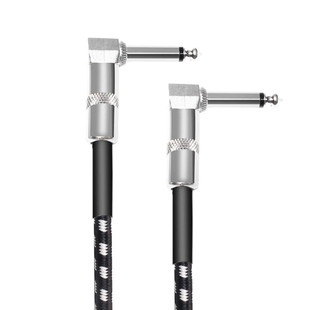 Set of 3 15cm Conductor Shielded Guitar Cables with Noise Pedal Resistant Black and Reduction, L/L Plugs, Shielding, Corrosion-Resistant,