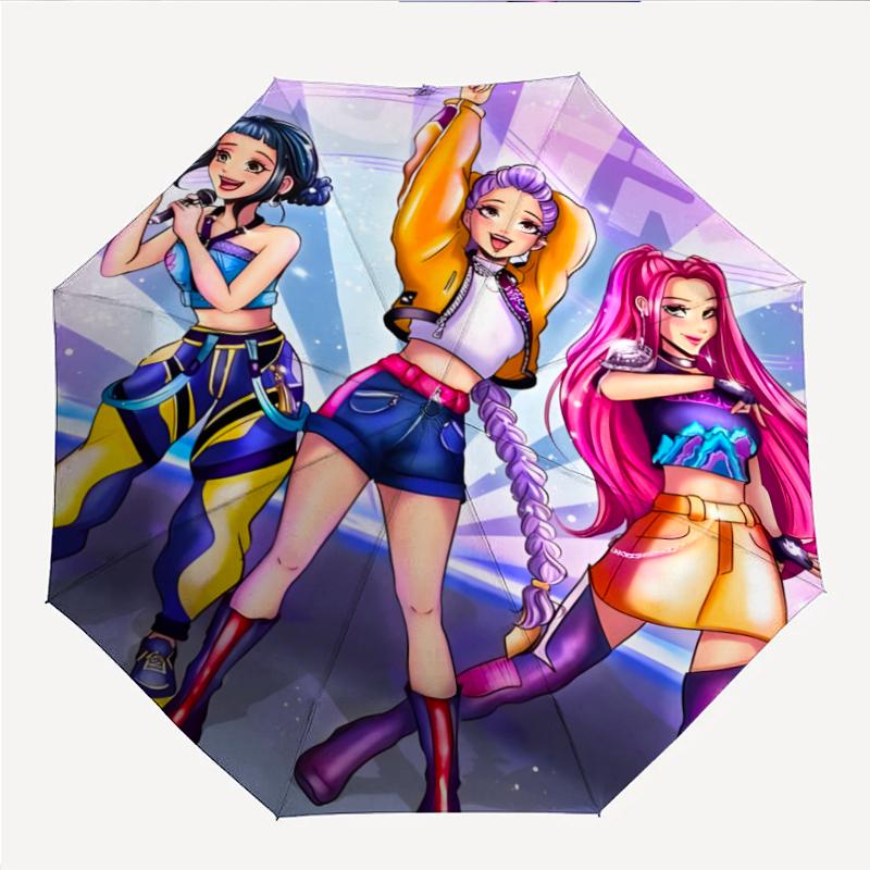 Модный автоматический складной зонт KPOP Hunter с открытием/закрытием. Портативный и складной, идеально подходит для подарка, путешествий и повседневного использования.