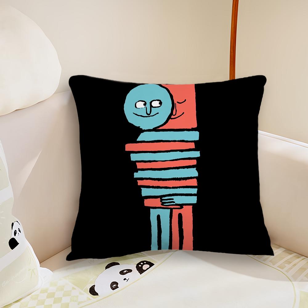 Art cartoon cushion cover Sofa Decorative Home Headboard Bedroom Backrest Cushion Square Cushion J-Jean J-Jullien Nap Time