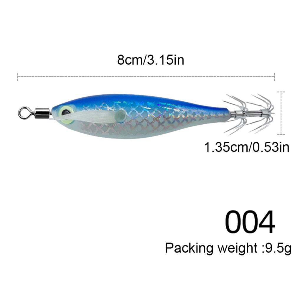 1-5pcs Wood Shrimp 9.5g Horizontal Laser Luminous Floating Egi Lure Squid Jigging Shrimp Hook Octopus Cuttlefish Fishing Baits
