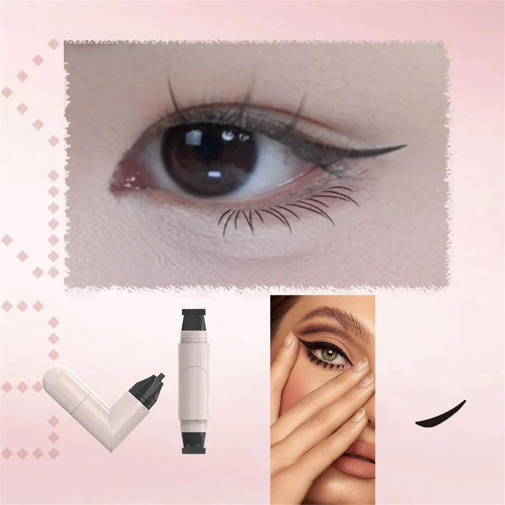 2.1ml Precision, One-Stamp Winged , Double Head Waterproof Sweat-Resistant Eye Liner Pen For Women, Long-Lasting Smudge-Proof Eye Liner Stencil