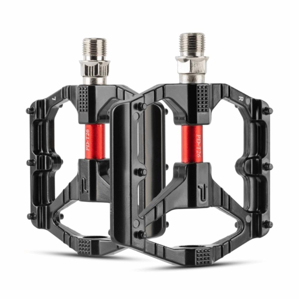 1 Pair Black and Red Bike Foot Pedal 9/16 Inch Thread Flat Bike Pedals  Cycling Upgrade