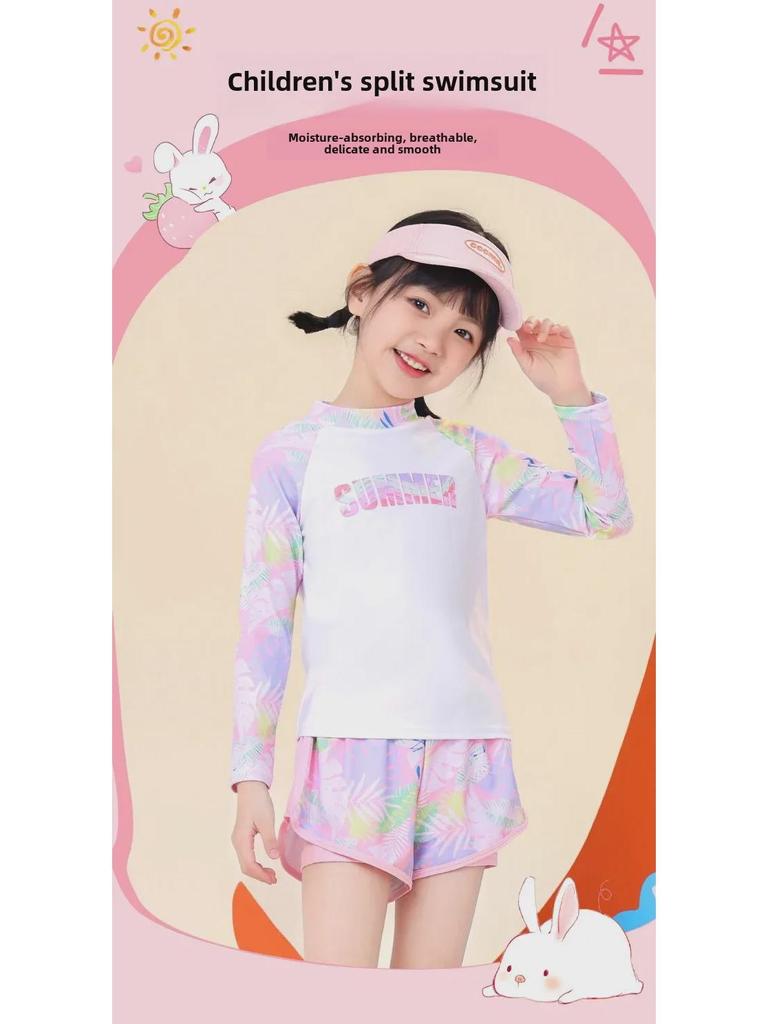 Раздельный солнцезащитный быстросохнущий купальник для девочек