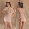Sexy Transparent Lingerie Soft Yarn Slit Skirt Nurse Uniform Set 9040