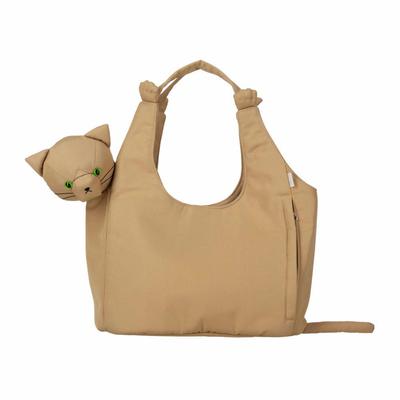 Сумка-тоут с изображением 3D-лица кота 1034 [Rootote] EU.Round.Braburaneko-A (02 Верблюд)