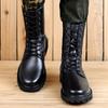 Fashion Winter Lace Up Outdoor Long Boots Motorcycle Boots Winter Warmth Designer High Leather Shoes Fashion Casual Black Boots