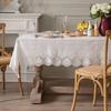 Французская хлопковая скатерть, белая кружевная скатерть, фермерский моющийся прямоугольный стол, для свадебной вечеринки, кухни, рождественского украшения