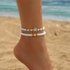 Винтажные золотистые милые ножные браслеты в виде морской звезды для женщин, двухслойная цепочка для ног, браслет на щиколотку, пляжные украшения, летние аксессуары