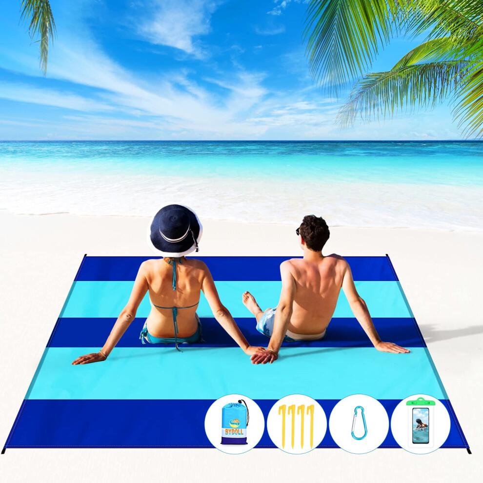 Beach Blanket 78''X81'' 4-7 Adults Oversized Lightweight Waterproof Sandproof Blanket for Beach Large Picnic Mat Travel Camping