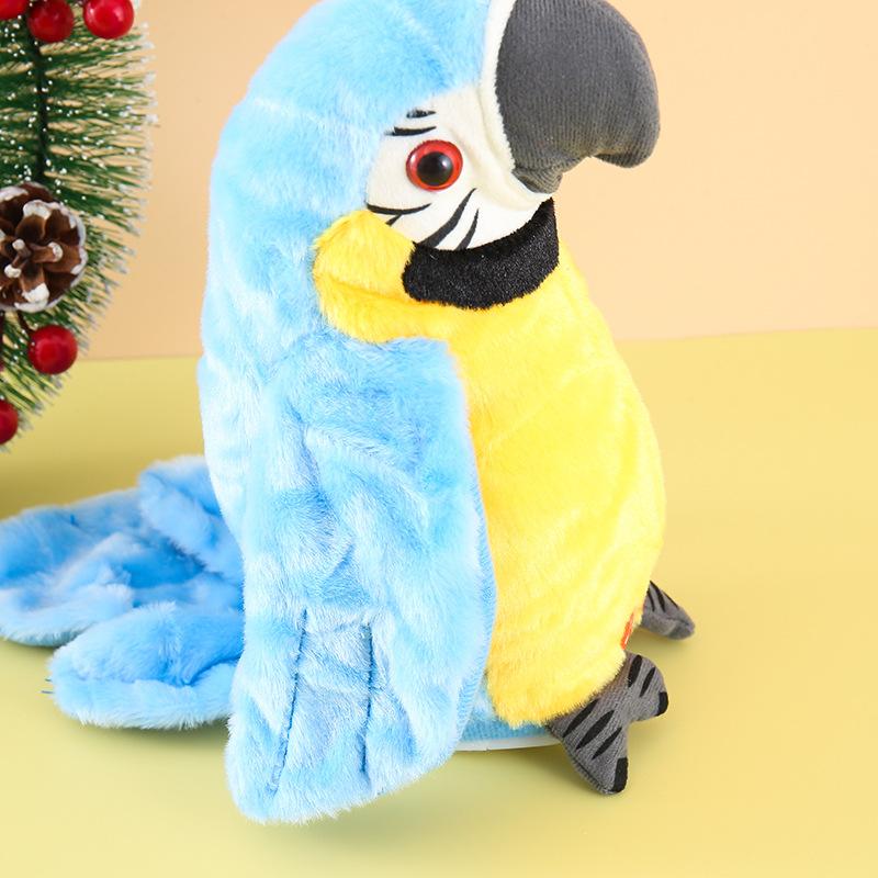Electric Plush Parrot Toy, Talking & Recording Repeats Words, Wiggles Body & Flaps Wings, Interactive Pet Toy Gift for Kids