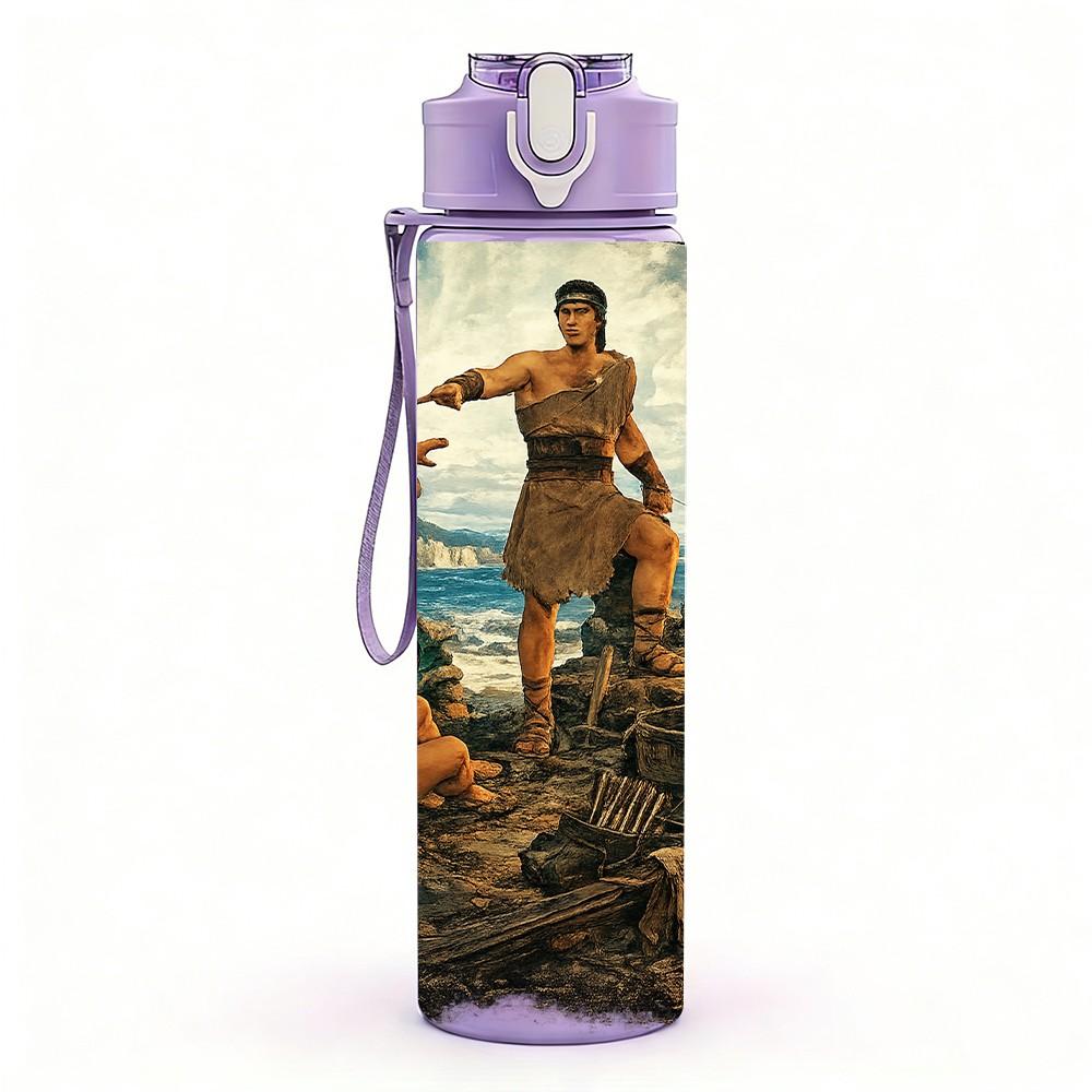 1PC Vintage Soldiers Battle Scene Print 750ml Color Plastic Sports Water Bottle Leakproof Flip Straw Lid Suitable for Sports Office Home Use