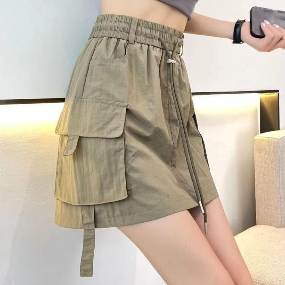Loose Wide Half Leg Skirts Lace Up Cargo Skirts Fashion Causal Skirts Women  Streetwear