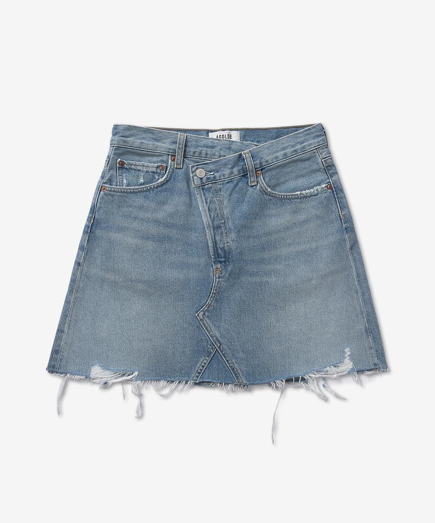 A Goldy Crisp Cross Denim Skirt - Light Blue / A30411141Sbol