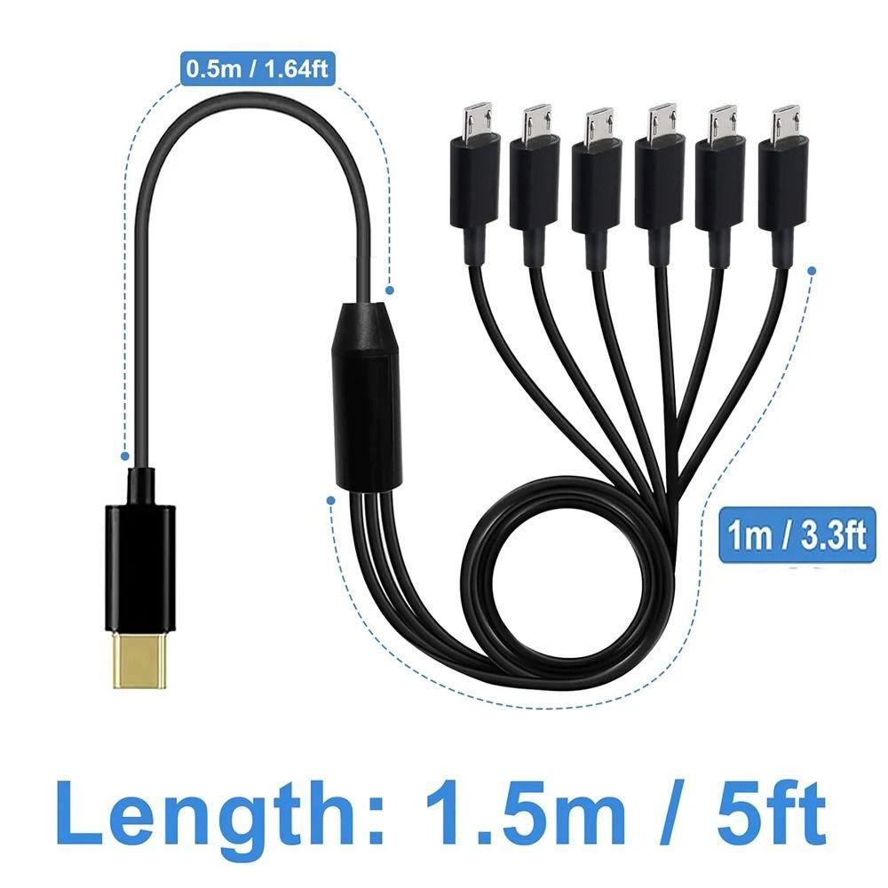 6 в 1 Type-C USB C разветвительный кабель 50 см 8 150 см Type-C 6 в 1 зарядный кабель для нескольких зарядок