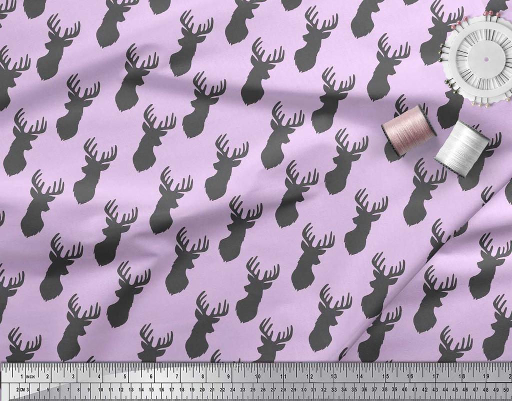 Soimoi Фиолетовый японский креп-сатин, трафарет для крепления лося на лицевой ткани, принты по метрам, 42 дюйма