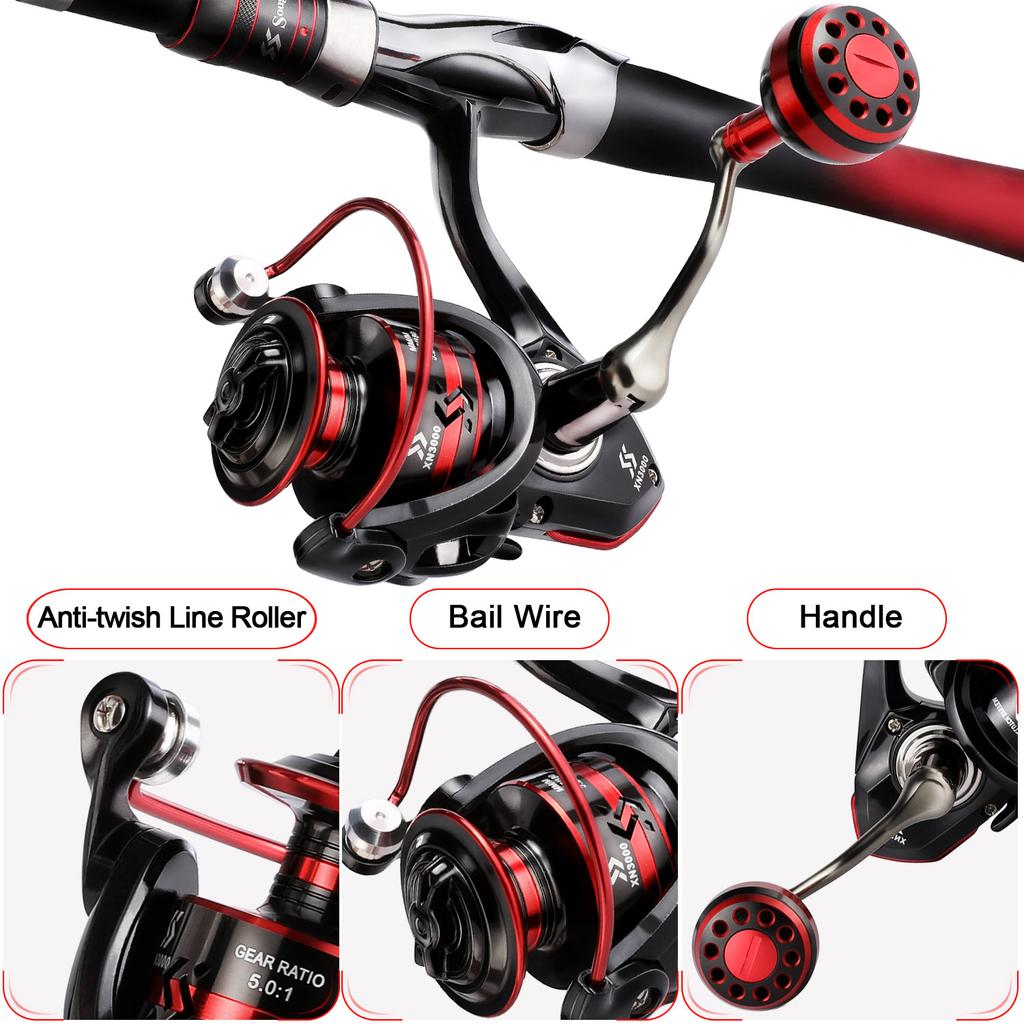 SOUGAYILANG Telescopic Fishing Rod 1.6M Spinning Fishing Pole Fishing Reel Set 5.0:1 Speed Metal Spool Carp Reel Rod Combo