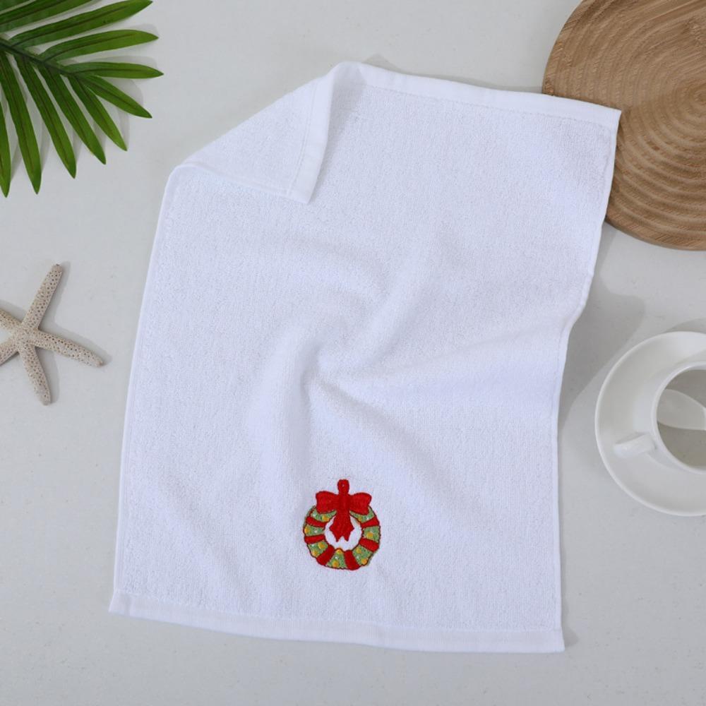 New Year Towel Classic Solid Xmas Tree/Snowman/Santa Claus Embroidery Bath Towel 45x32cm Christmas Hand Towels