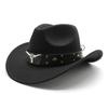 Cowboy Hat Retro Jazz Hat Western Cowboy Woolen Top Hat Felt Hat Retro Imitation Sheep Hat Cowboy Hat