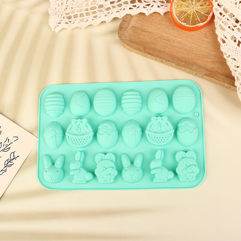 Easter Handmade Soap Mold Silicone Mold Easter Rabbit Bunny Colored Egg Mould For Diy Baking Jelly Pudding Chocolate Cake Tool