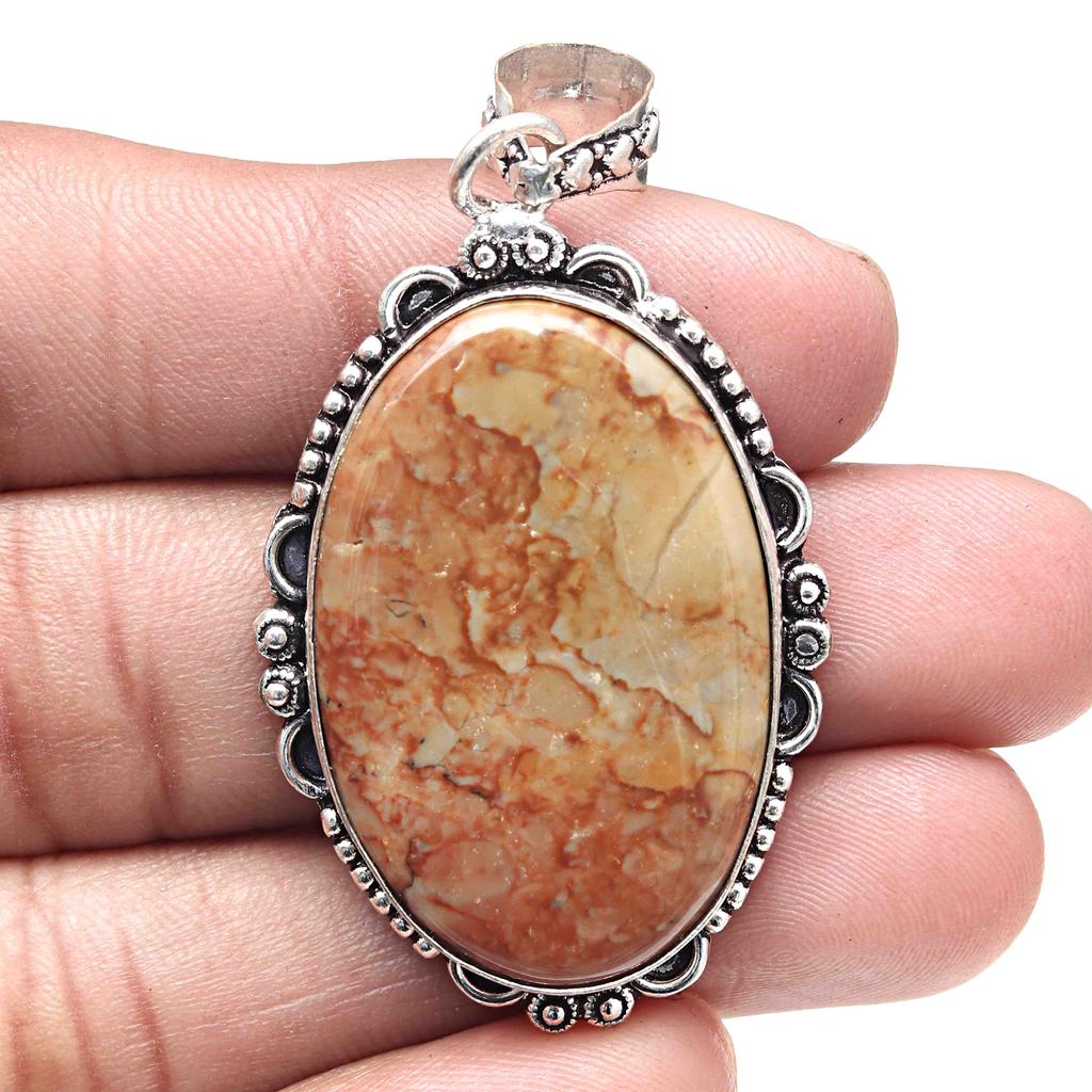 Подвеска из американского яшмового камня ручной работы ко Дню святого Валентина, серебряное украшение 2,5 дюйма