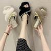 Internet Celebrity Cotton Slippers Women Wear 2025 Autumn and Winter New Korean Version of Fashion Flat One-word Drag Wool Cotton Slippers