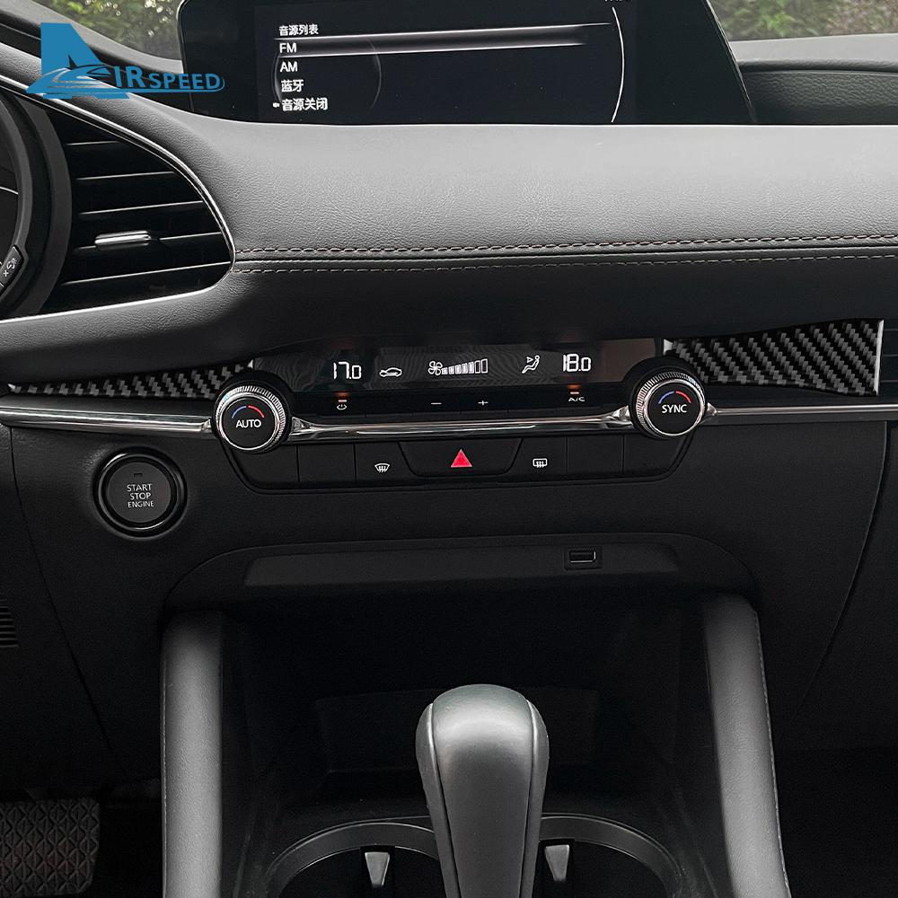 ZATR1 Real Soft Carbon Fiber Sticker For Mazda 3 BP Axela 2019 2020 2021 2022 2023 2024 2025 LHD RHD Car Center Console Accessories