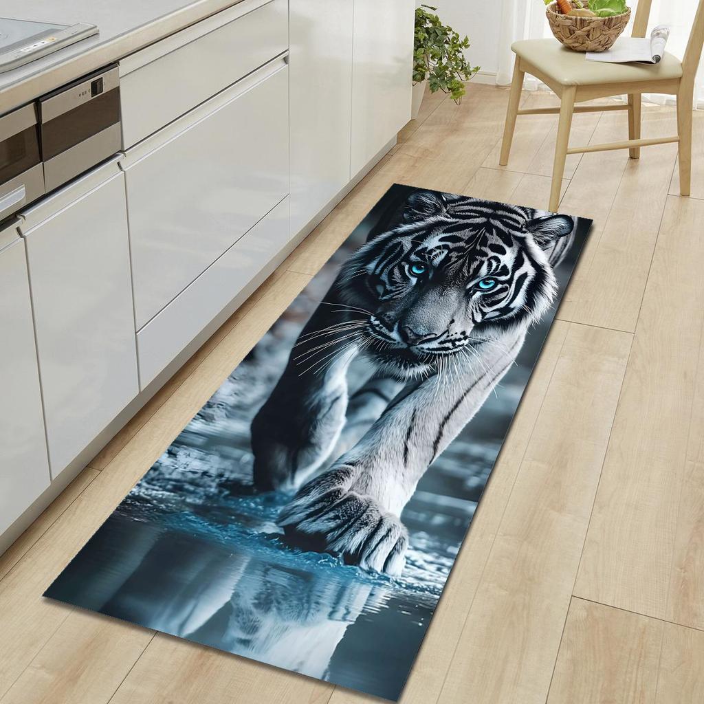 1Pcs Tiger Pattern Floor Mat Modern Kitchen Polyester Rug Non-Slip Colorful Indoor Carpet, For Home Bathroom Bedroom Living Room Decor