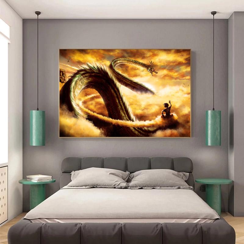 Japanese Anime Poster Dragon Good Morning Shenron Bedroom Dormitory Decoration Poster Wall Aart Living Room Canvas Painting