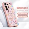 Магнитный Чехол Для Magsafe Для Samsung Galaxy S26 Ultra S25 Edge S24 Plus S23 FE S22 A54 A55 A56 5G Мультяшный Цветочный Рисунок Матовый Чехол
