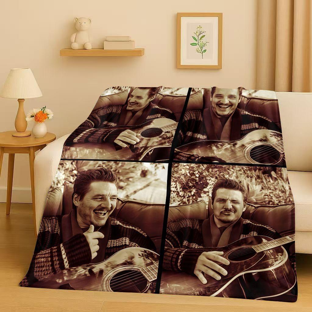 3D Pedro Pascal Handsome Actor Flannel Blanket,Ultra Soft Warm Plush Throw for Home Bedroom Bed Sofa Cover Kids Picnic Gift