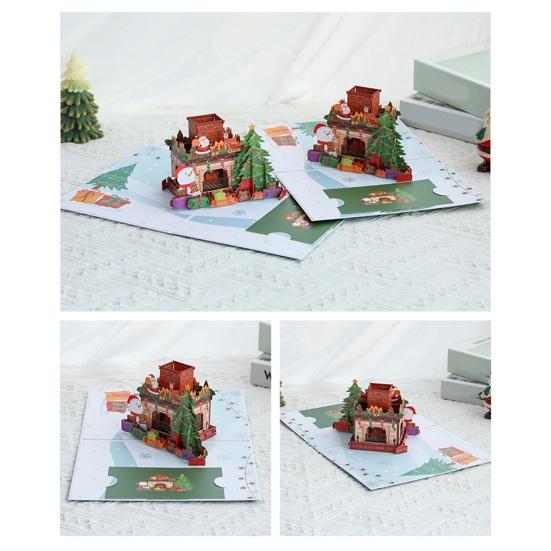 Yousheng 3D Christmas Fireplace Greeting Card Pop-Up Holiday Card for Festive Wishes Cozy Holiday Home Decoration