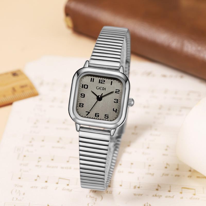 Small Square Plate Student Watch Simple High-End Steel Belt Quartz Watch Women'S Waterproof Guangzhou Watch