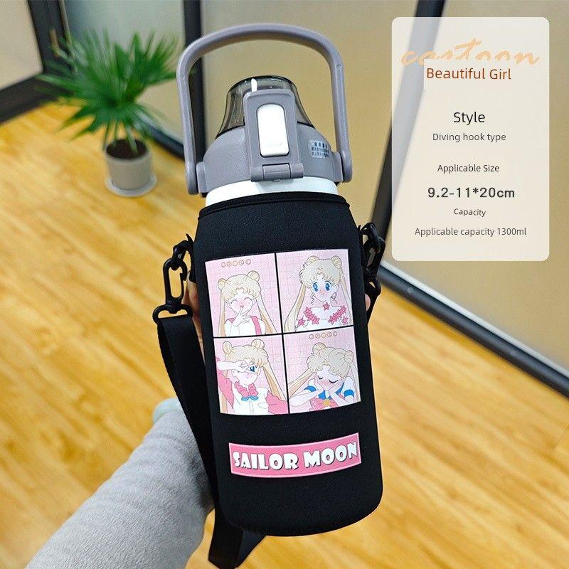 Large-Capacity Thermos Cup with Enlarged Cup Sleeve, Shoulder Strap, Hand-Held, Cross-Body, Children's Xilefu Universal Water Bottle Protective Cover