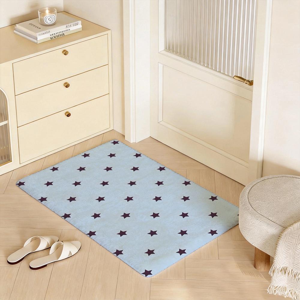 Abstract S Star Floor Mat Eco Flannel Doormat Non Slip Odorless Indoor Floor Rug Soft Short Plush Home Mat