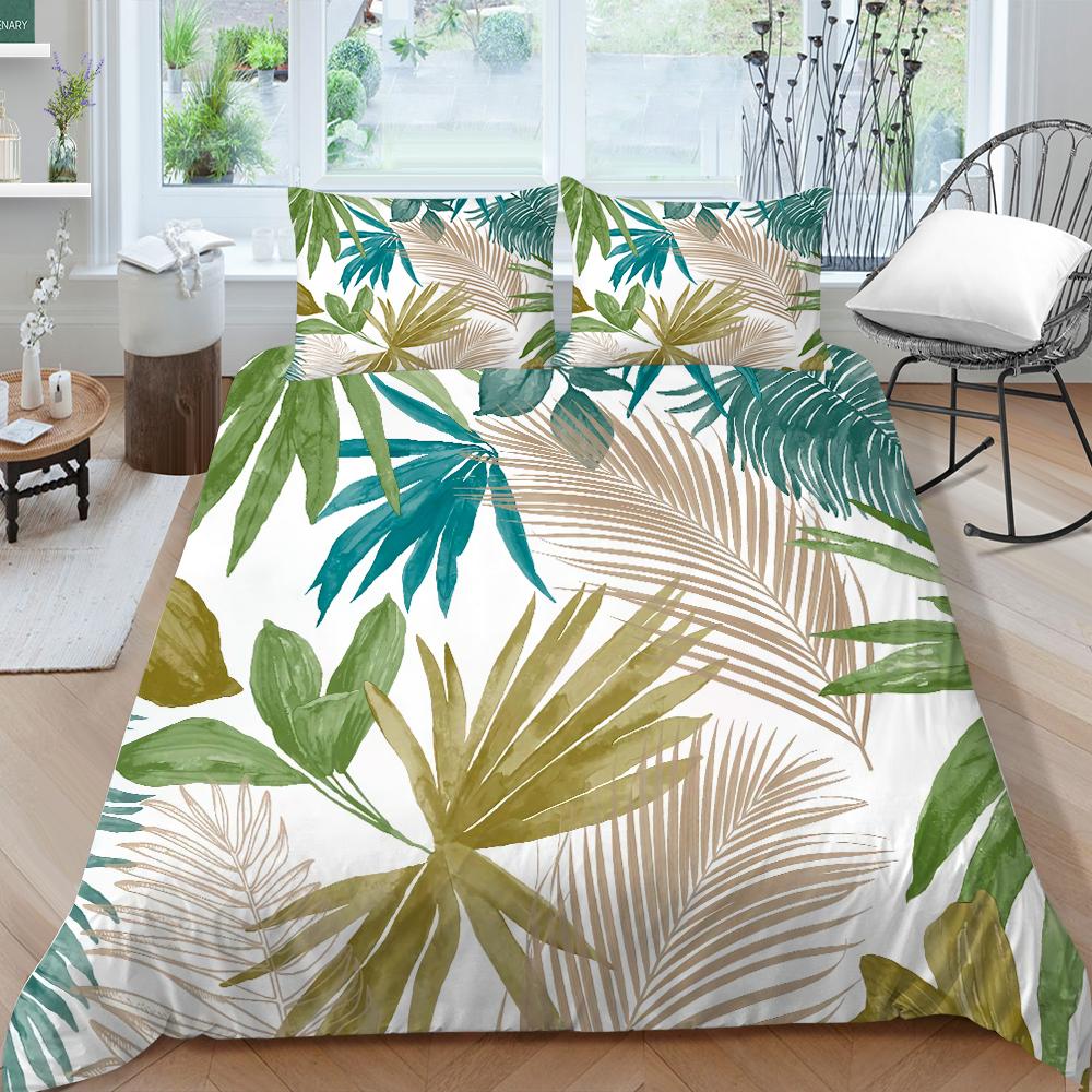 Постельное белье с рисунком листьев, пододеяльник, лист, постельное белье, пододеяльник с растением, домашний текстиль для девочек, комплект постельного белья одного размера